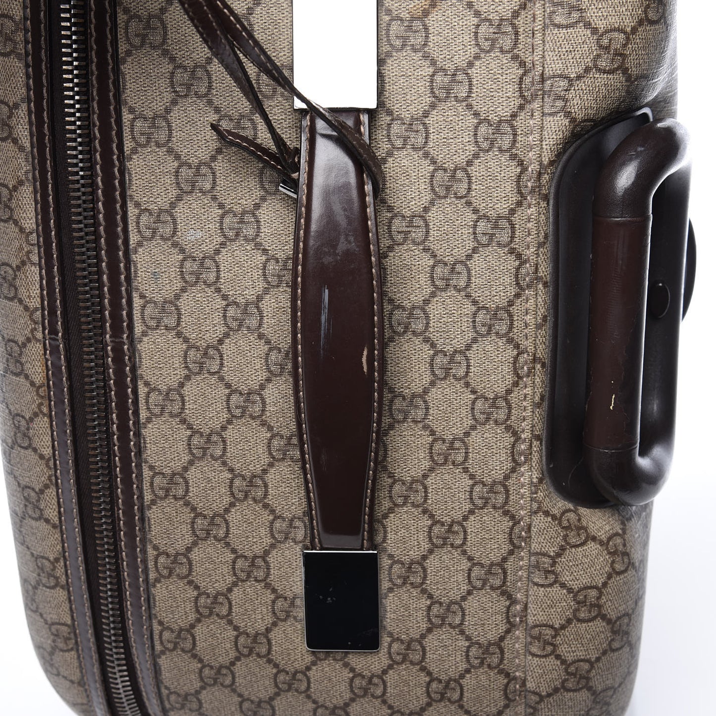 GG Plus Monogram Trolley Suitcase Dark Brown