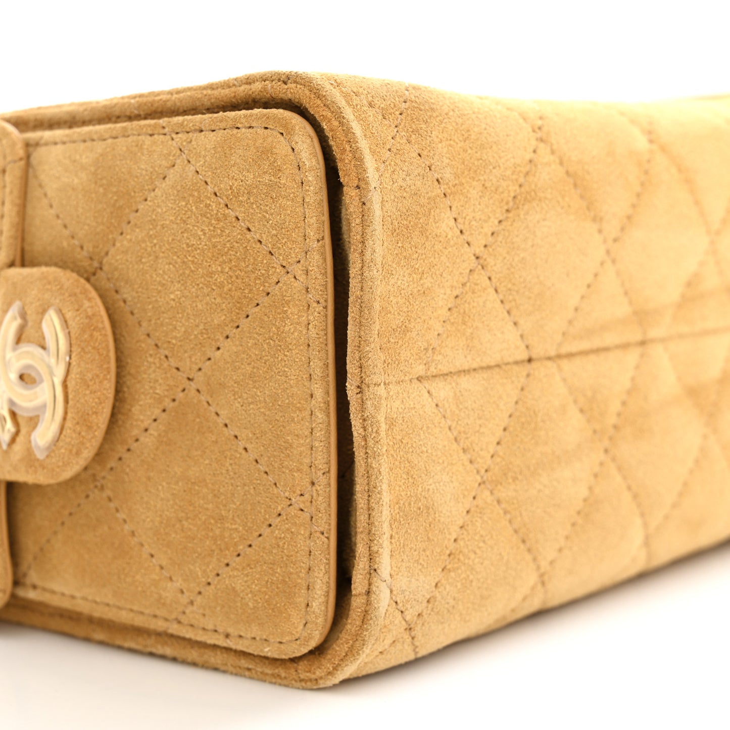 Suede Quilted Mini Chanel 25 Handbag Beige