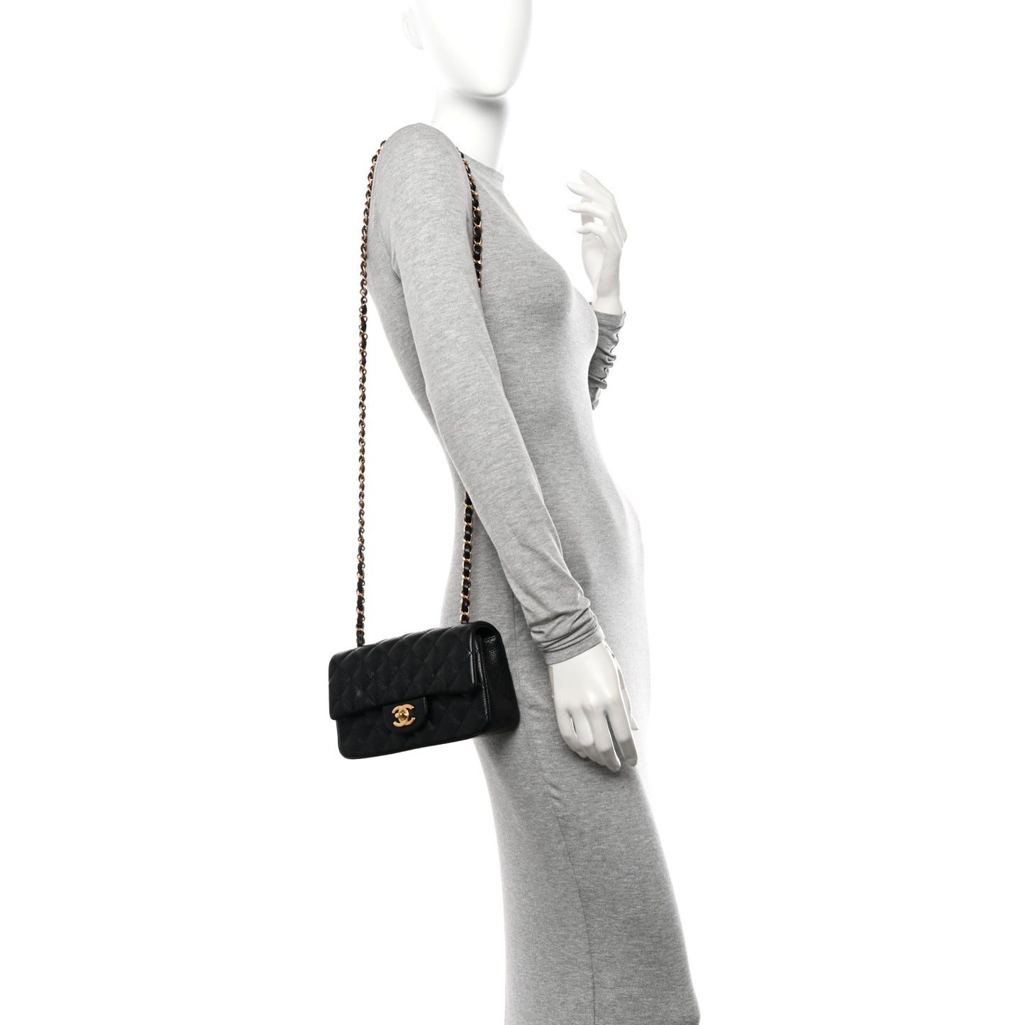 Caviar Quilted Mini Rectangular Flap Black