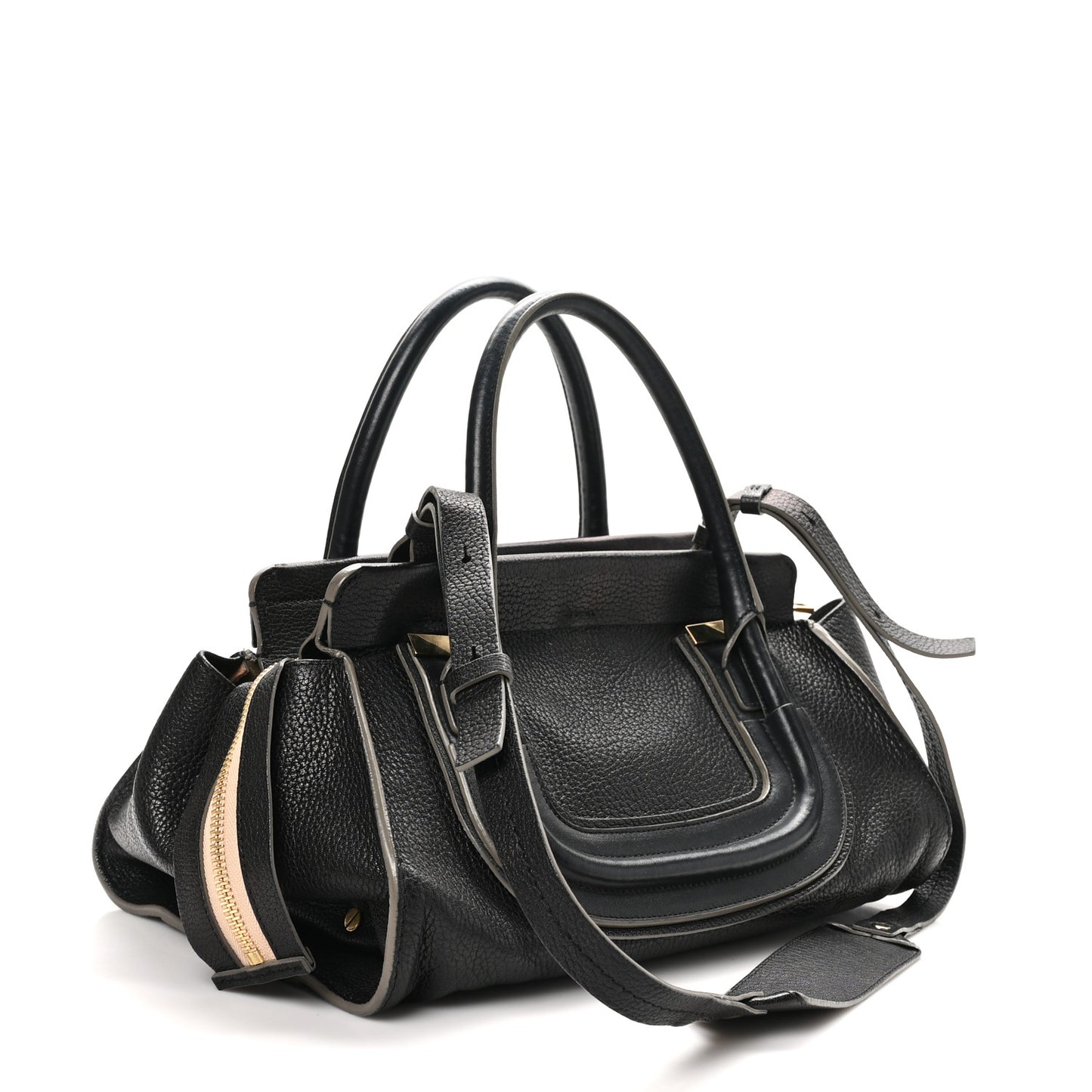 Calfskin Medium Everston Satchel Black