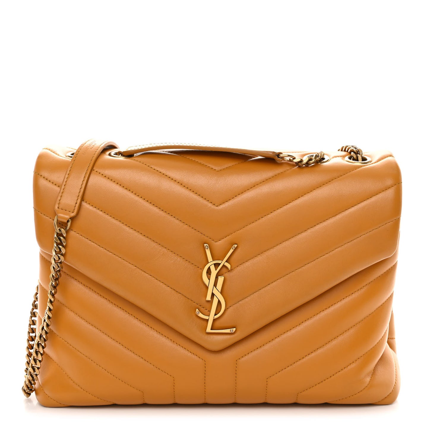 Calfskin Y Quilted Monogram Medium Loulou Chain Satchel Cheddar