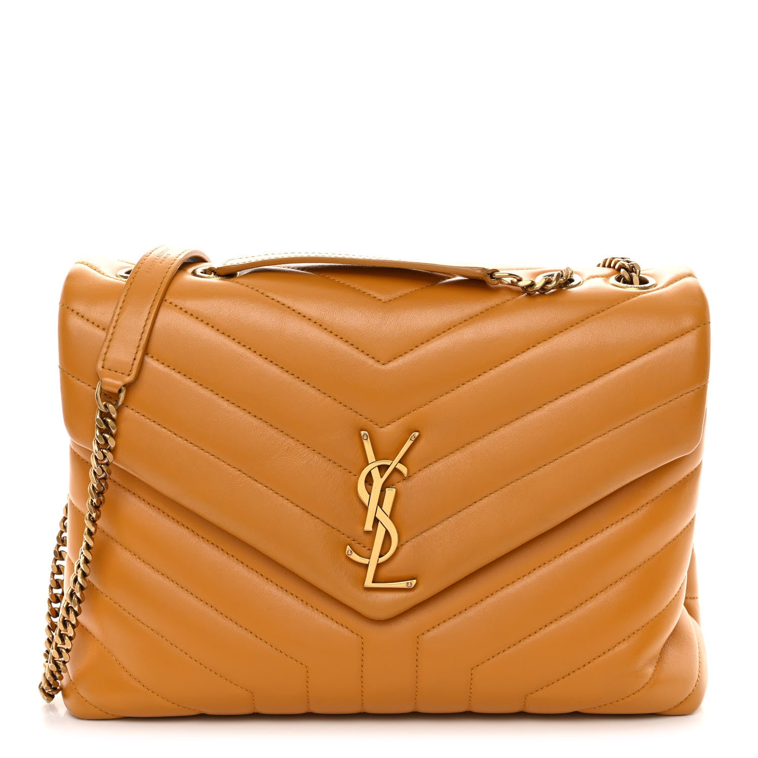 Saint Laurent Calfskin Y Quilted Monogram Medium Loulou Chain Satchel Cheddar 1 of 11