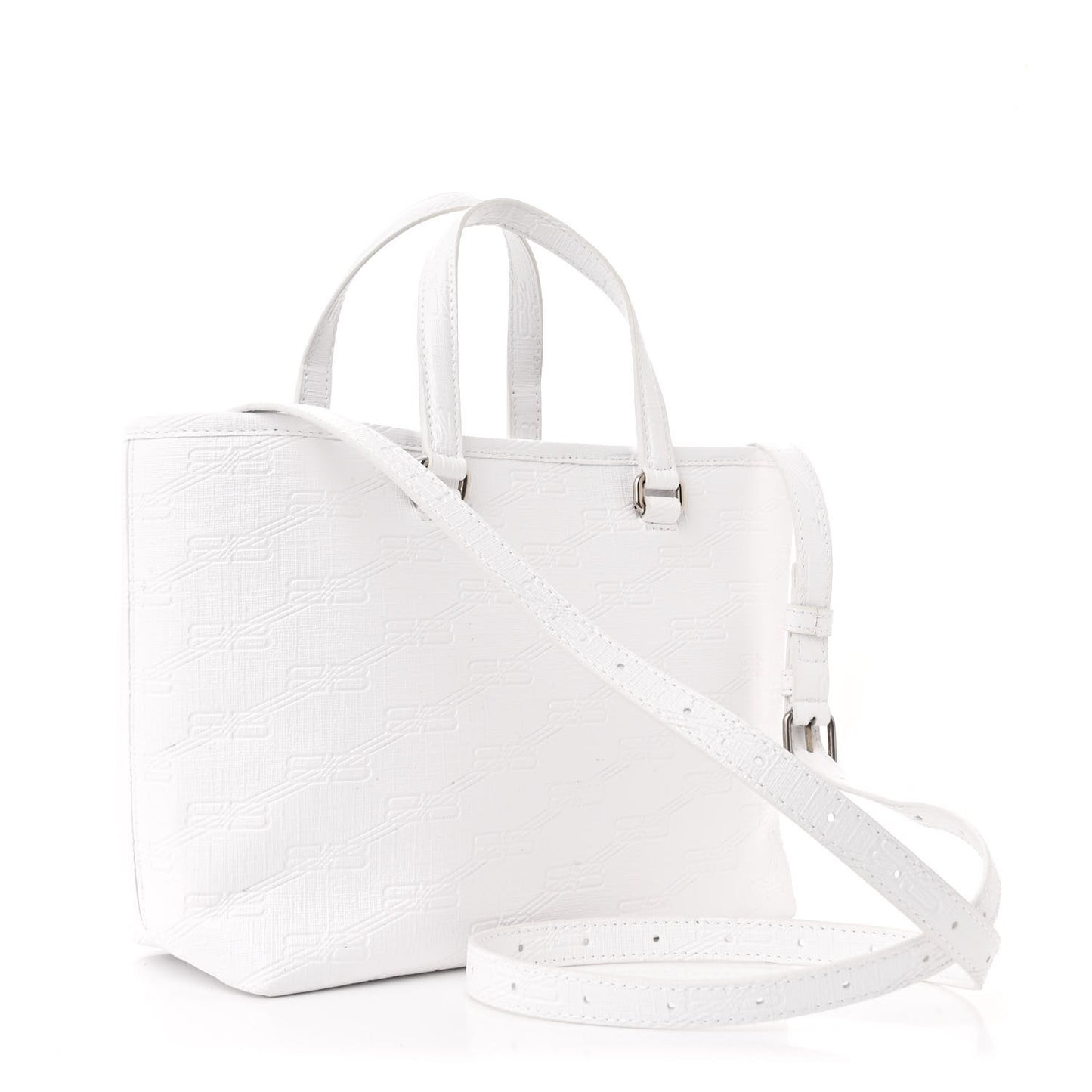Coated Canvas BB Monogram Small Signature East West Shopper Bag White