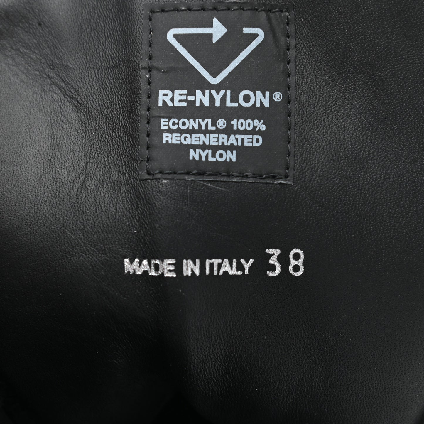 Spazzolato Re-Nylon Metal Triangle Logo Lace Up 85mm Boots 38 Black
