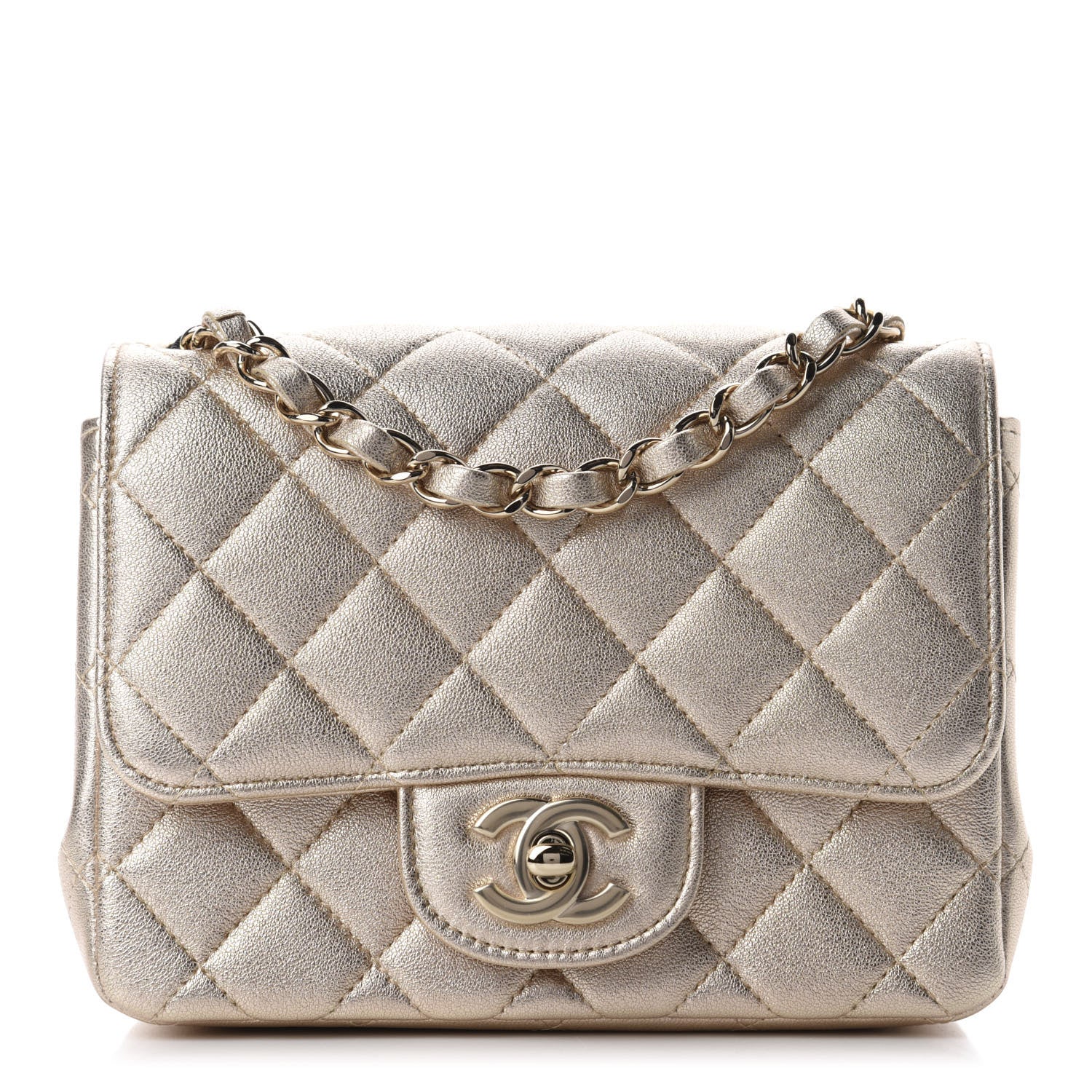 Chanel Metallic Lambskin Quilted Mini Square Flap Gold 1 of 9