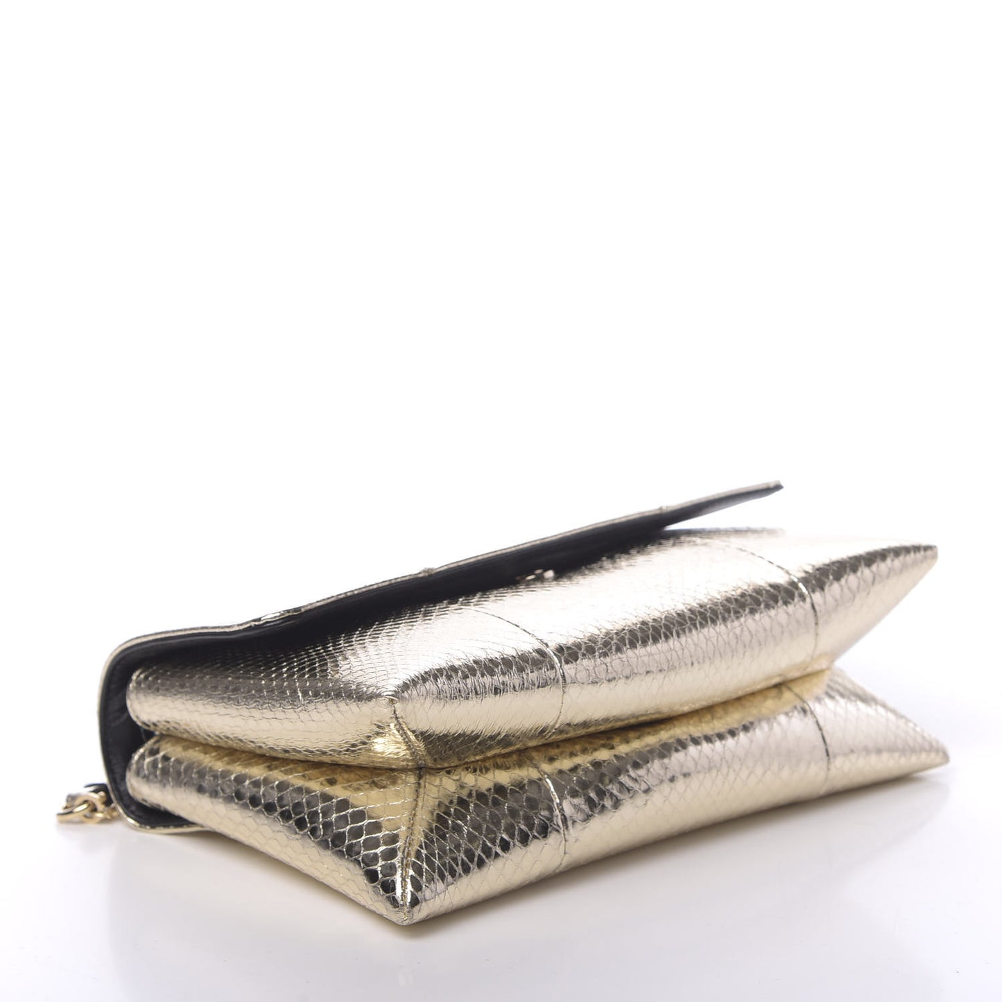 Metallic Snakeskin Mini Sugar Flap Shoulder Bag Gold