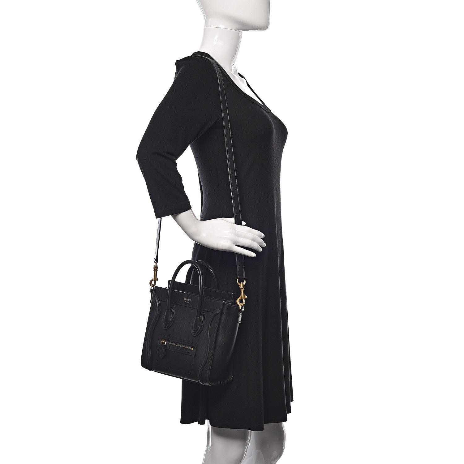 Celine Smooth Calfskin Nano Luggage Black 2 of 12