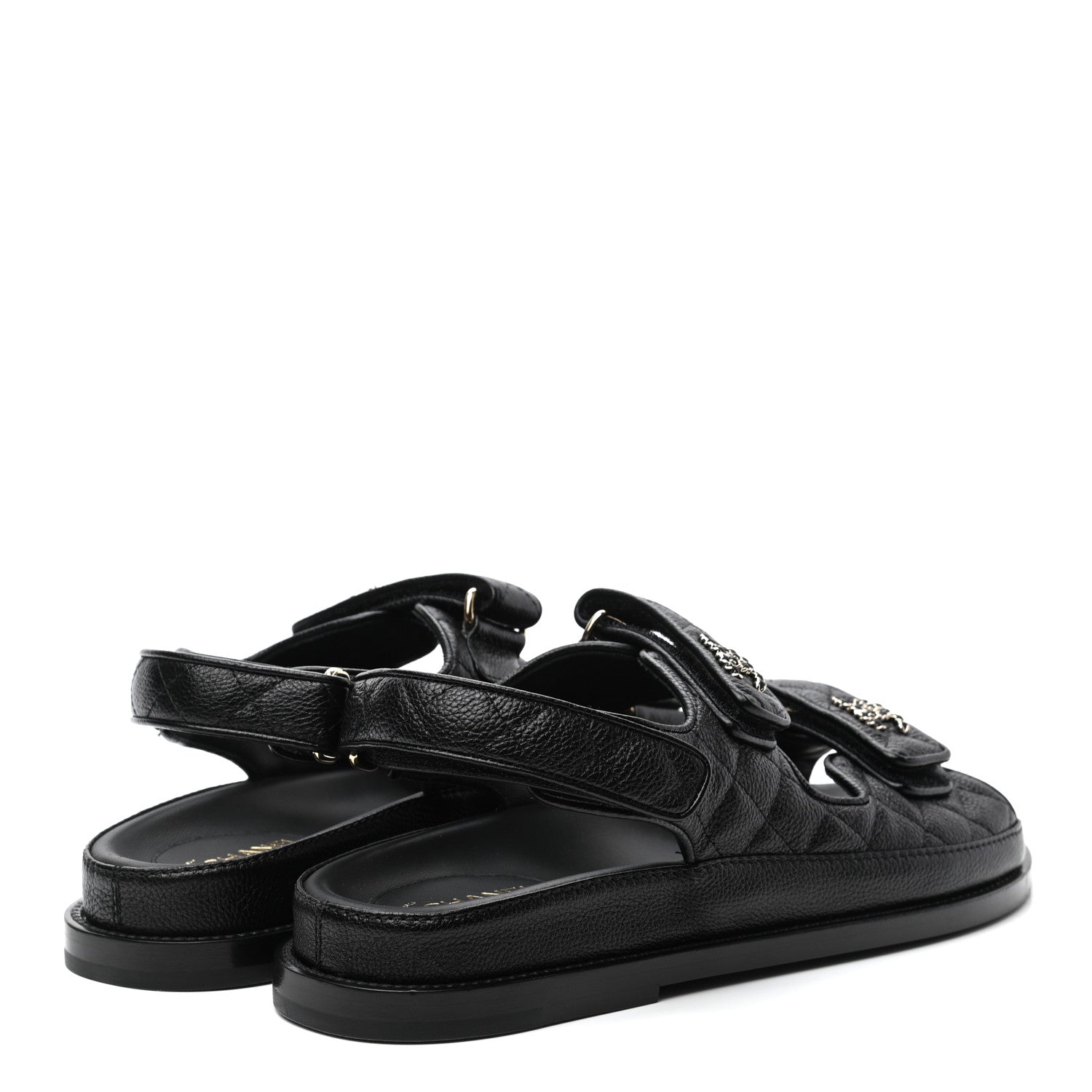 Chanel Grained Calfskin Velcro Dad Sandals 39 Black 4 of 8