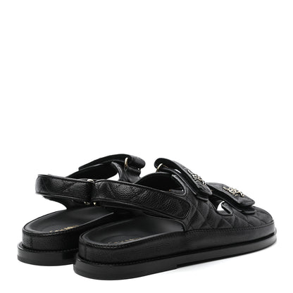Chanel Grained Calfskin Velcro Dad Sandals 39 Black 4 of 8