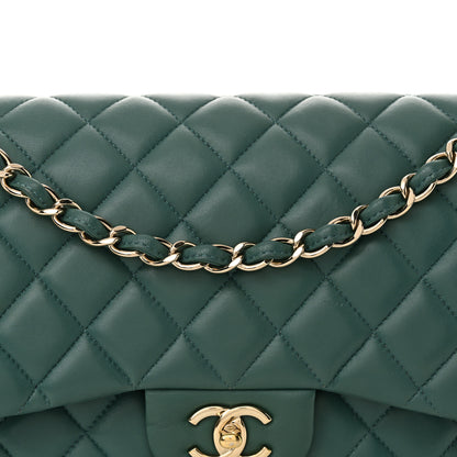 Chanel Lambskin Quilted Jumbo Double Flap Green 8 of 18