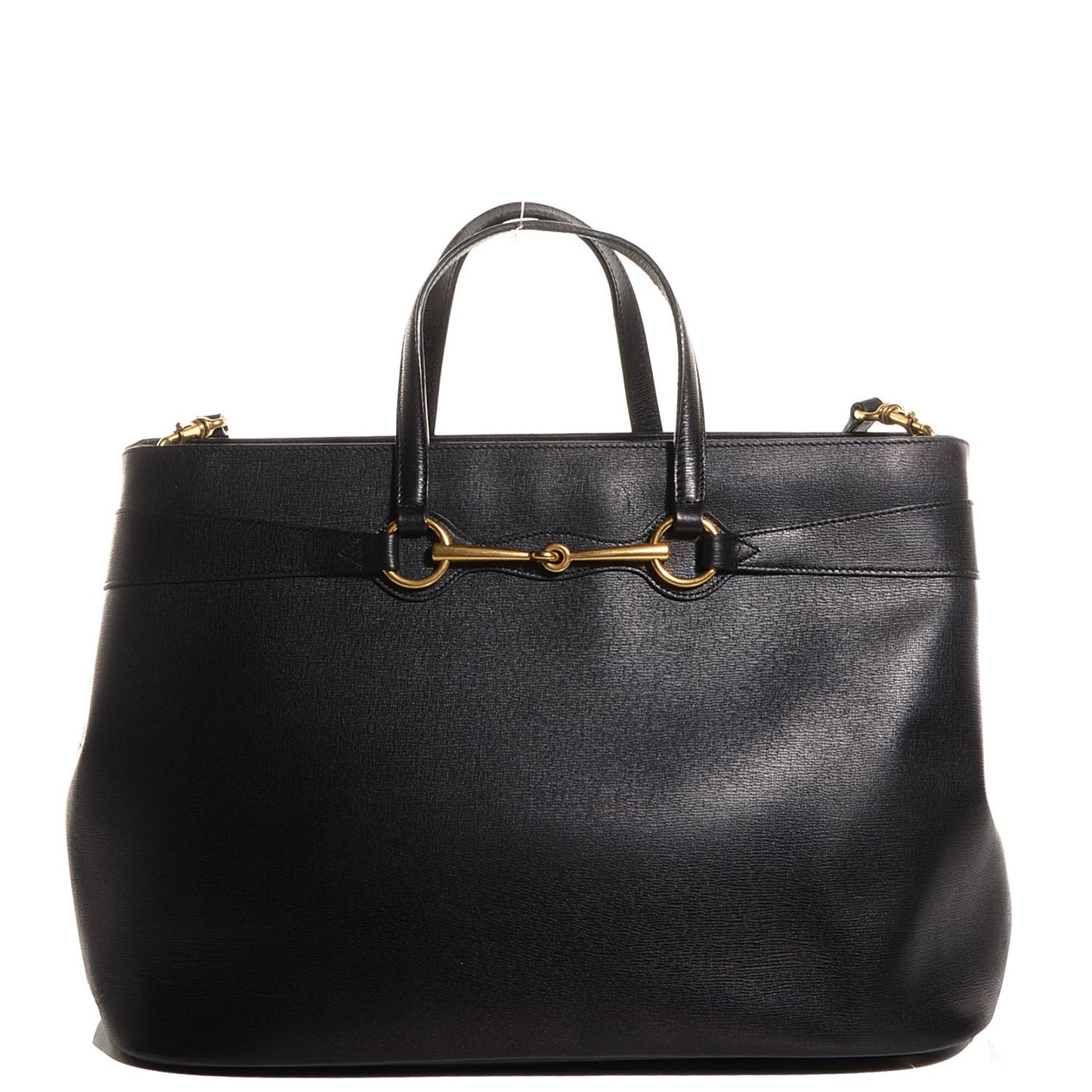 Textured Calfskin Large Bright Bit Tote Black