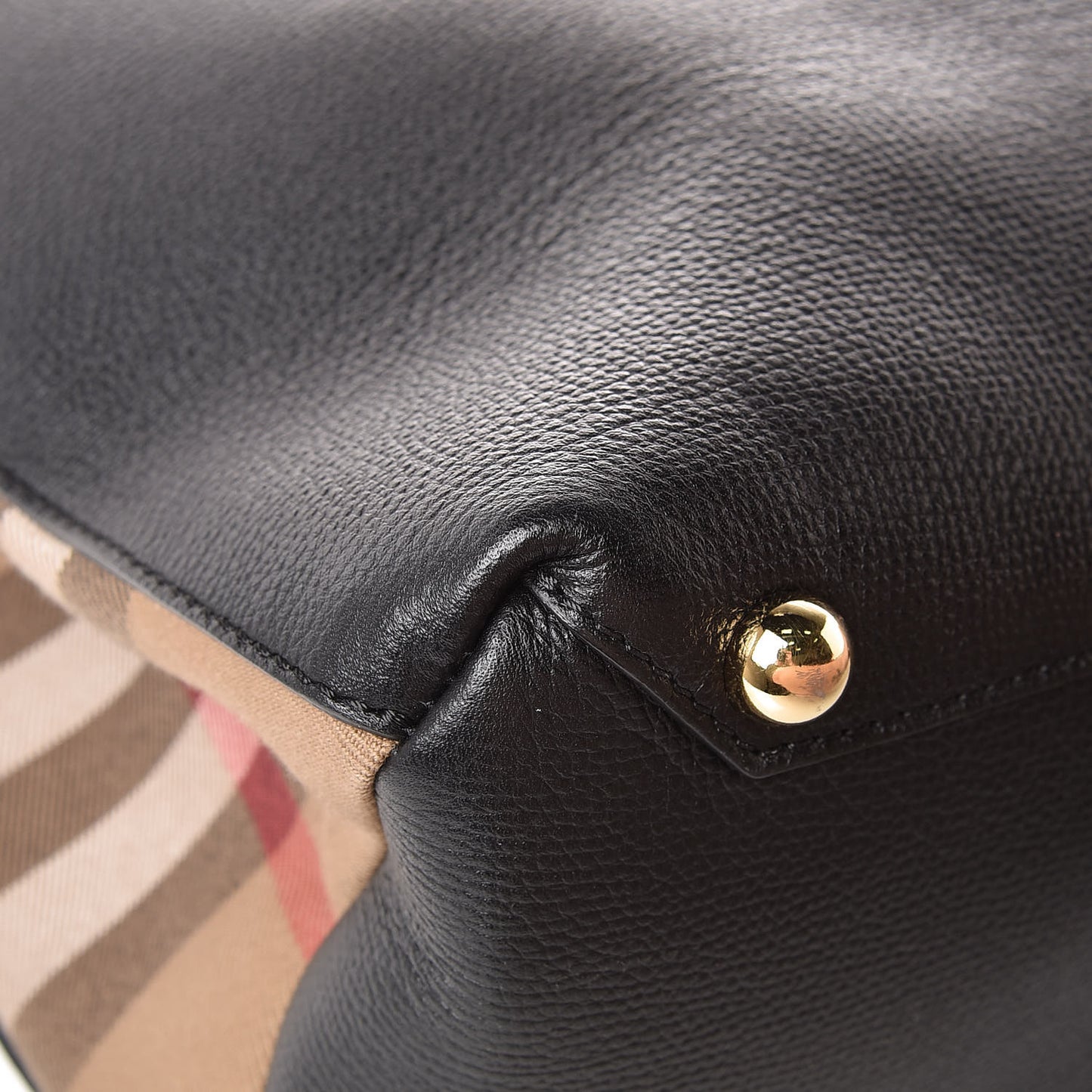 Grainy Calfskin House Check Large Banner Tote Black