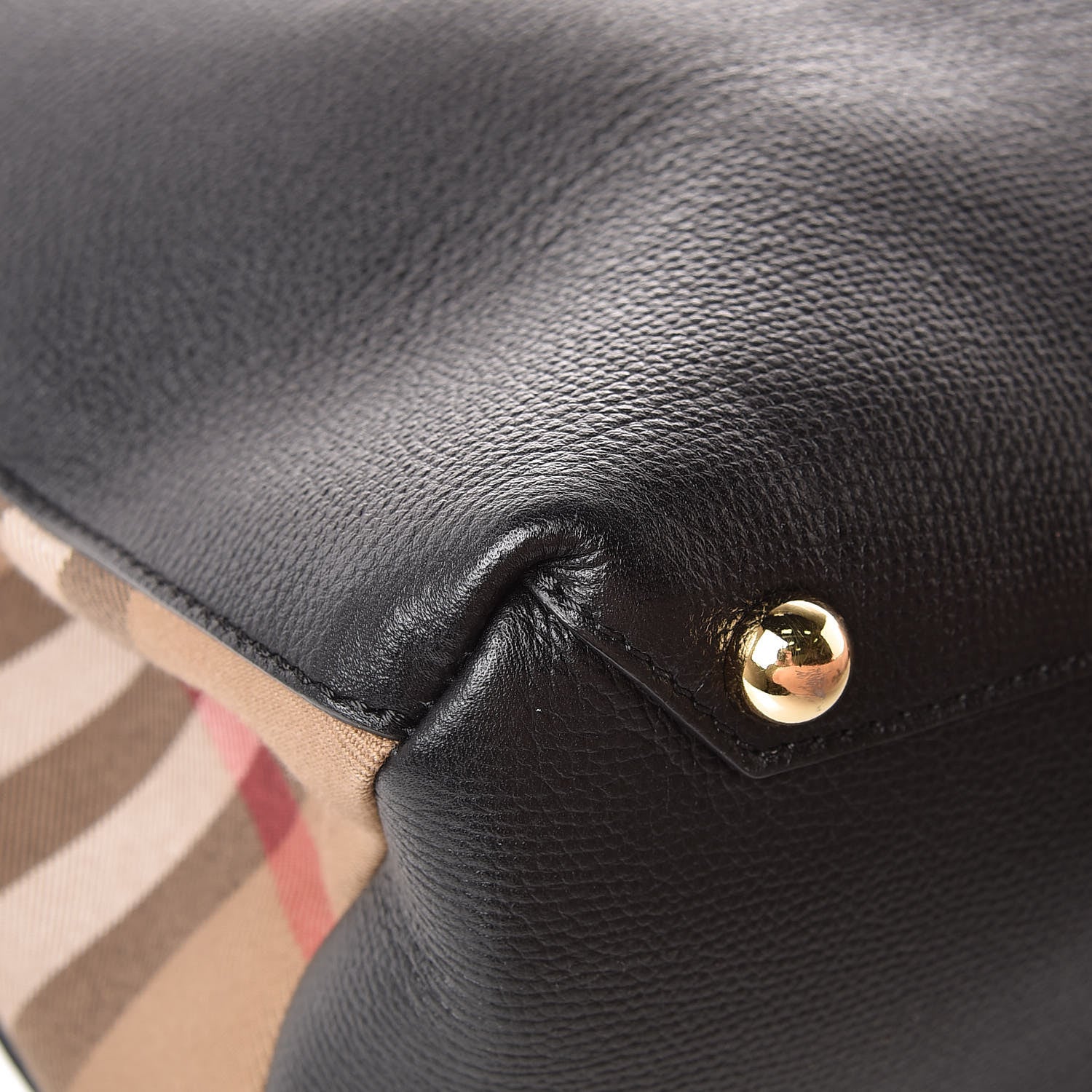 Burberry Grainy Calfskin House Check Large Banner Tote Black 13 of 14