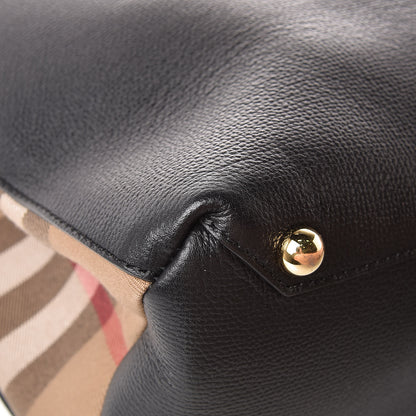 Burberry Grainy Calfskin House Check Large Banner Tote Black 13 of 14