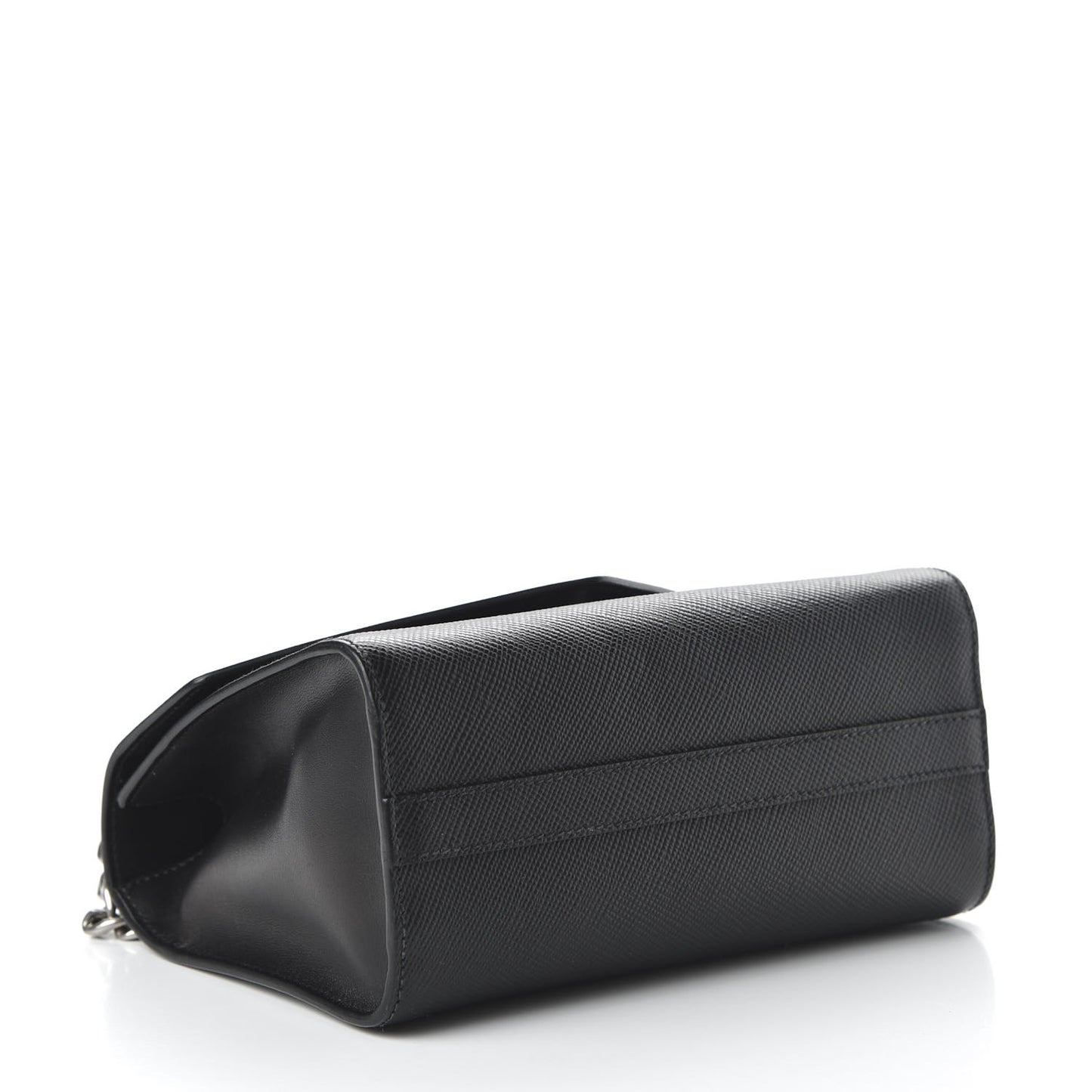 Saffiano Cuir Calfskin Monochrome Envelope Flap Chain Shoulder Bag Black