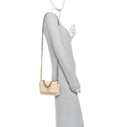 Chanel Lambskin Quilted Chanel 19 Wallet On Chain WOC Beige 2 of 11