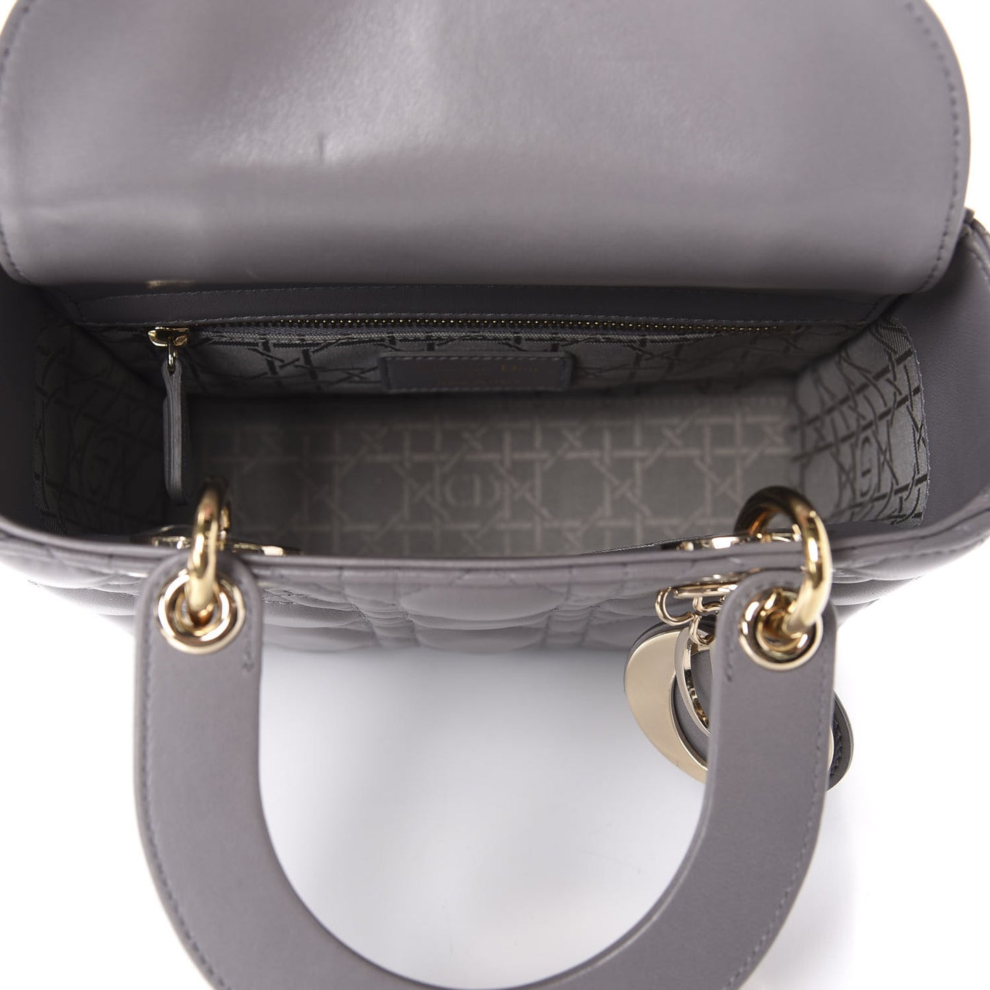 Lambskin Cannage Small Lucky Badges My Lady Dior Grey