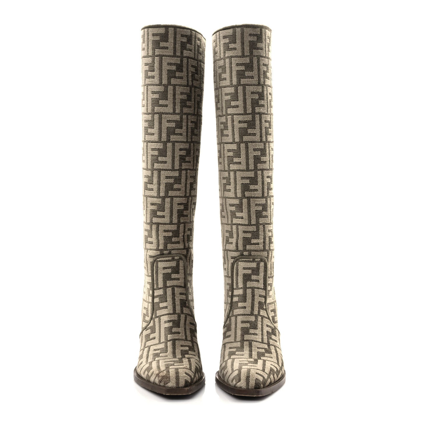Chenille Jacquard FF 110mm Cut Baguette Knee Boots 39 Tortora Nuvola
