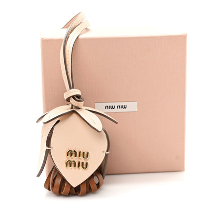 Miu Miu Calfskin Trick Bag Charm Powder Beige Cognac 5 of 5