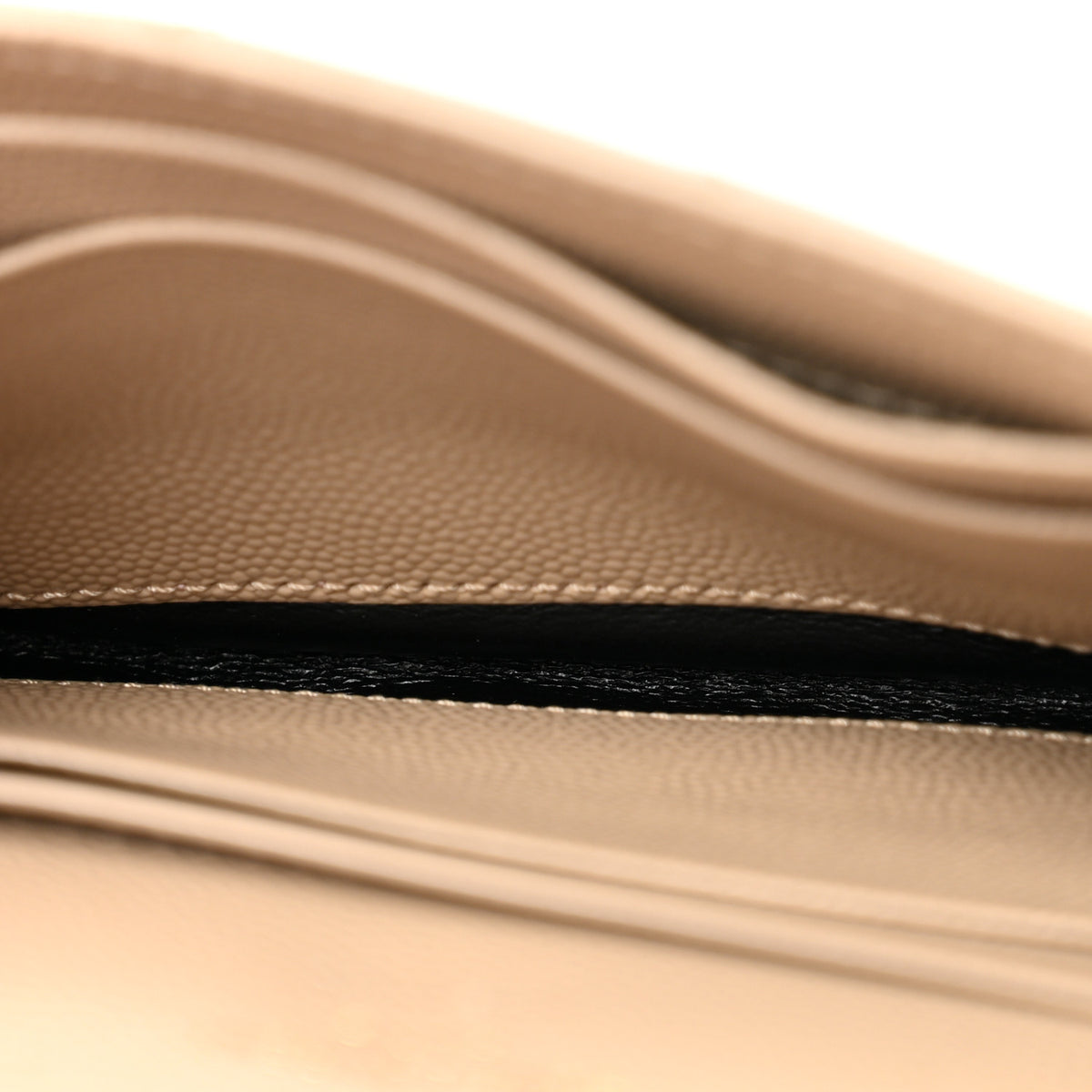 Grain De Poudre Matelasse Chevron Small Monogram Envelope Wallet Dark Beige