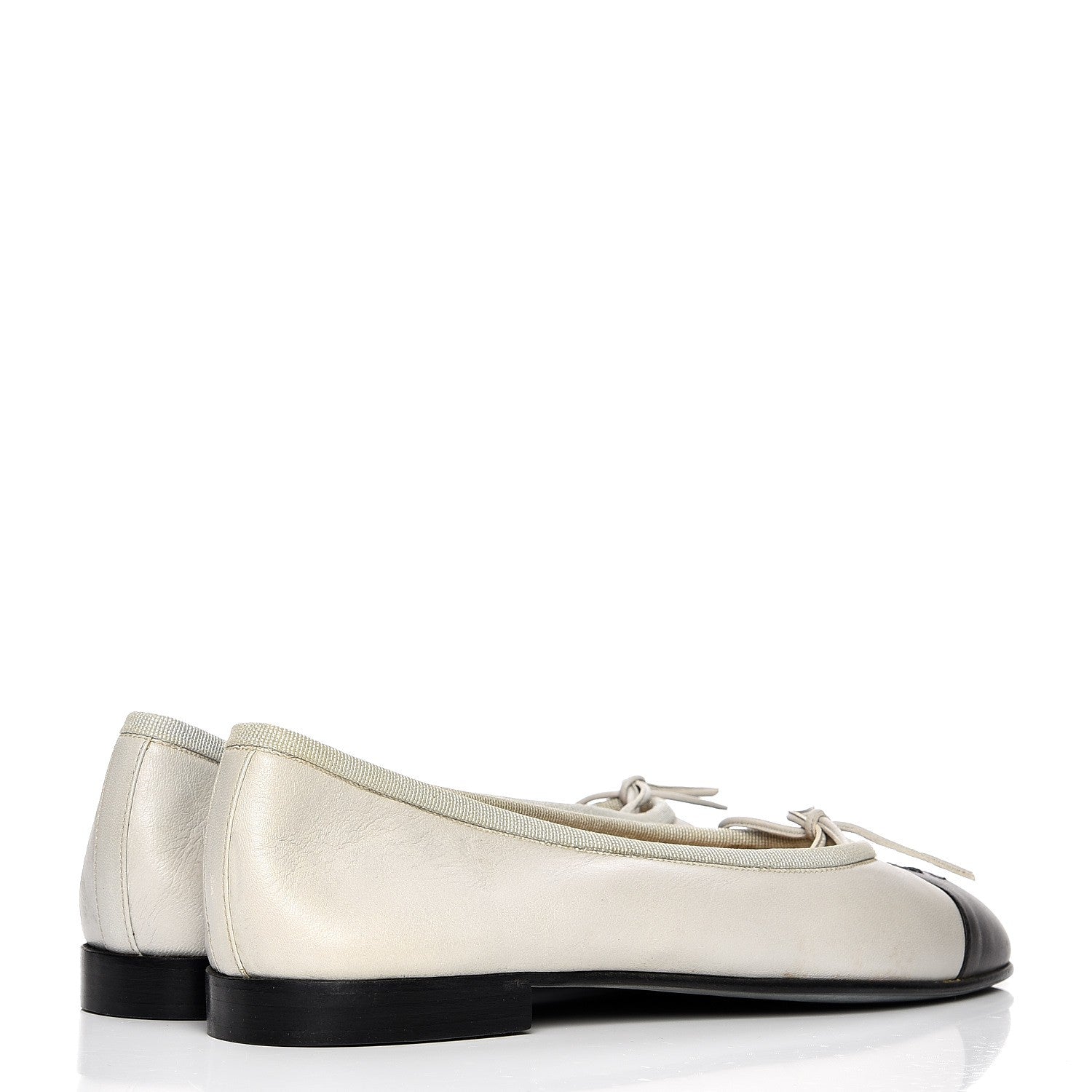 Chanel Lambskin Cap Toe Ballerina Flats 39.5 Grey Black 4 of 7