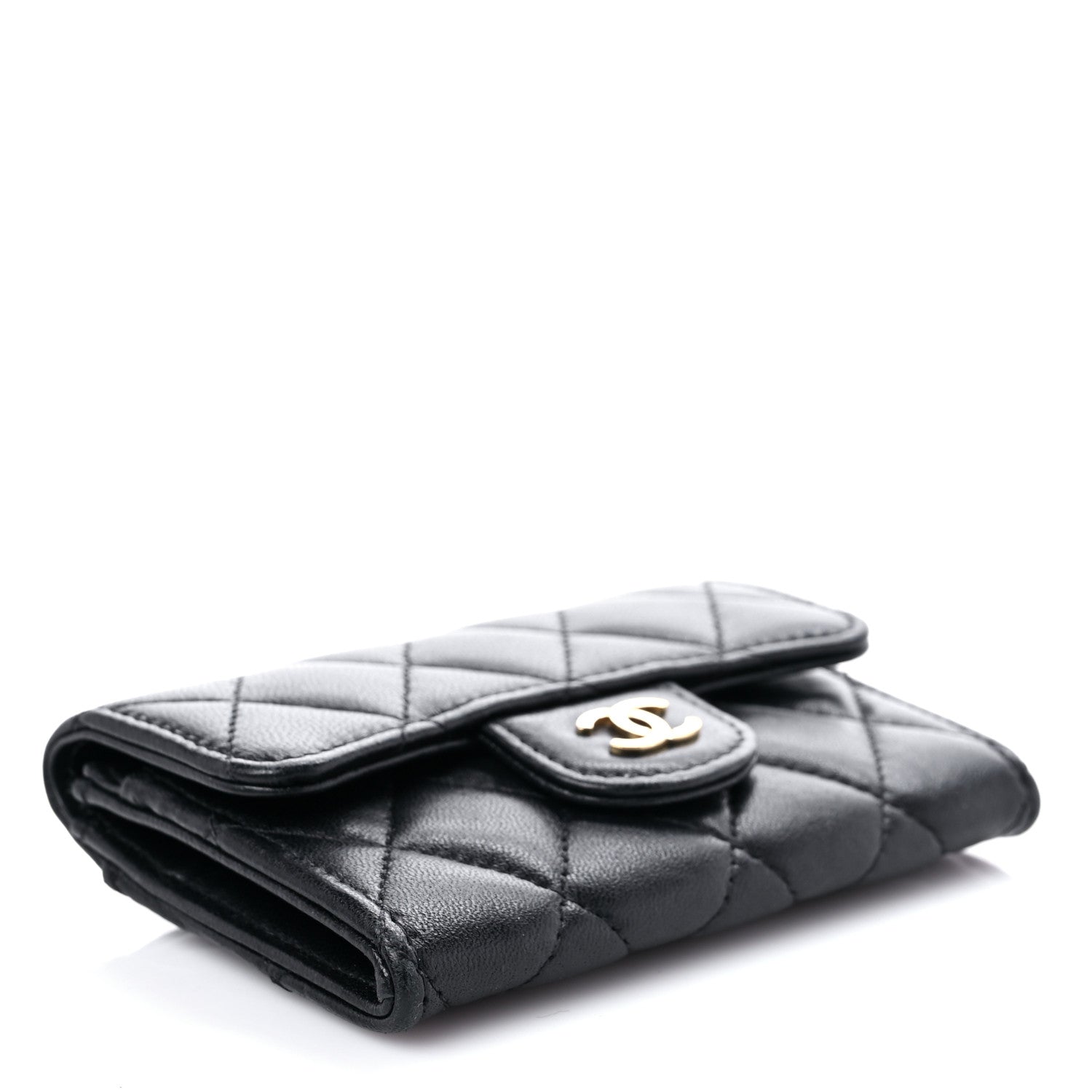 Chanel Lambskin Quilted Flap Card Holder Wallet Black 4 of 12