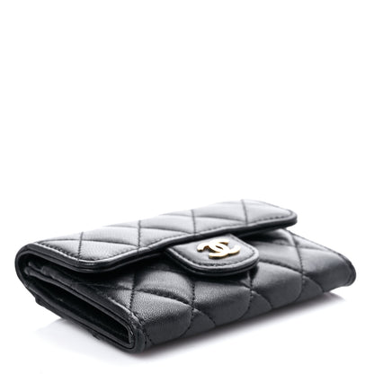 Chanel Lambskin Quilted Flap Card Holder Wallet Black 4 of 12