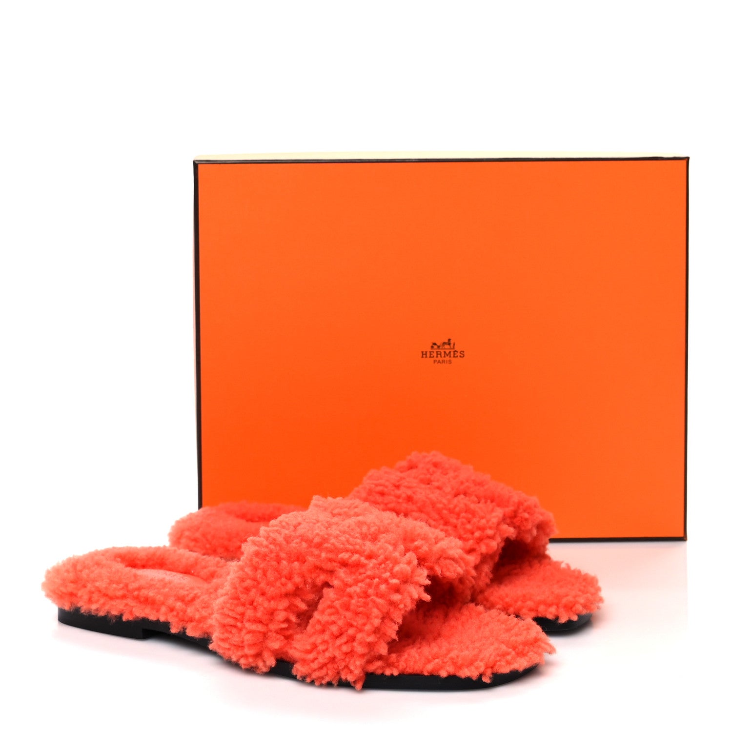 Hermes Woolskin Oran Sandals 38 Orange 8 of 8