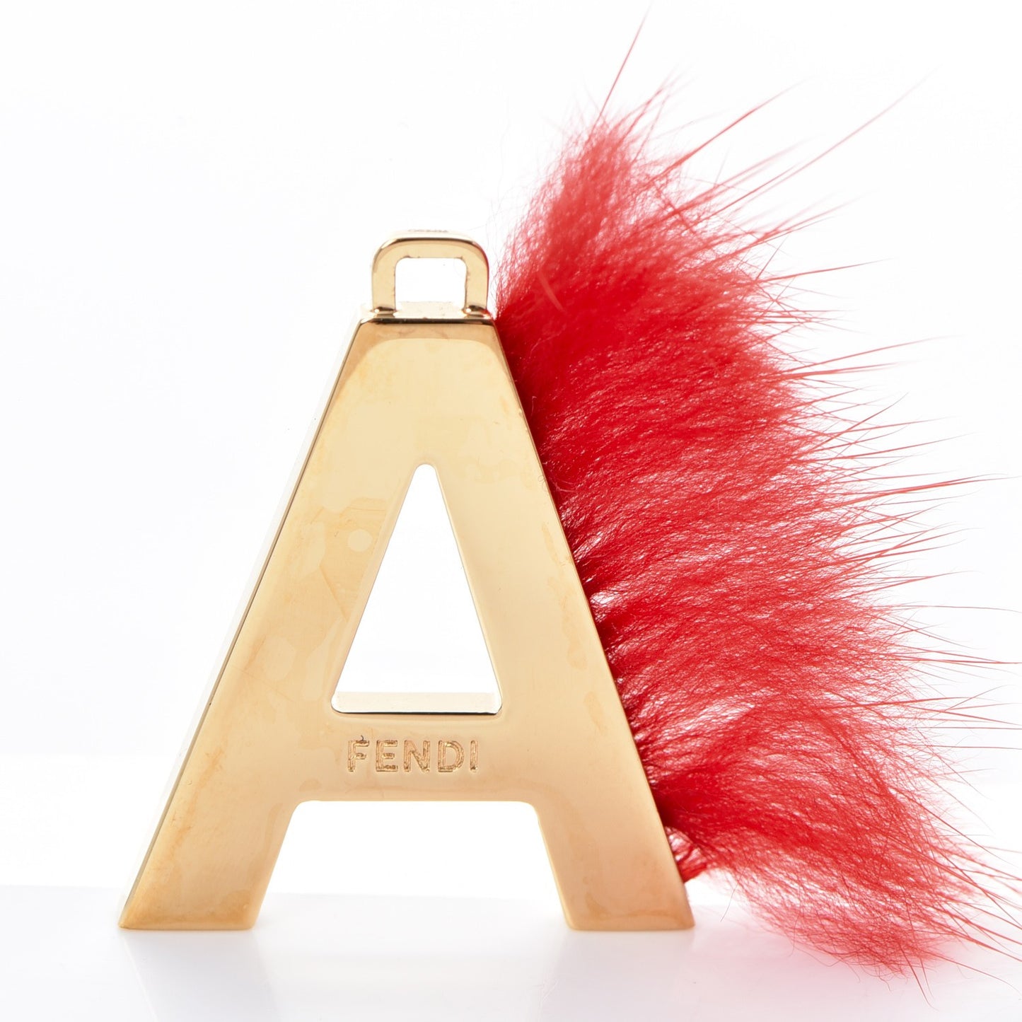 Mink Fur A ABClick Bag Charm Red