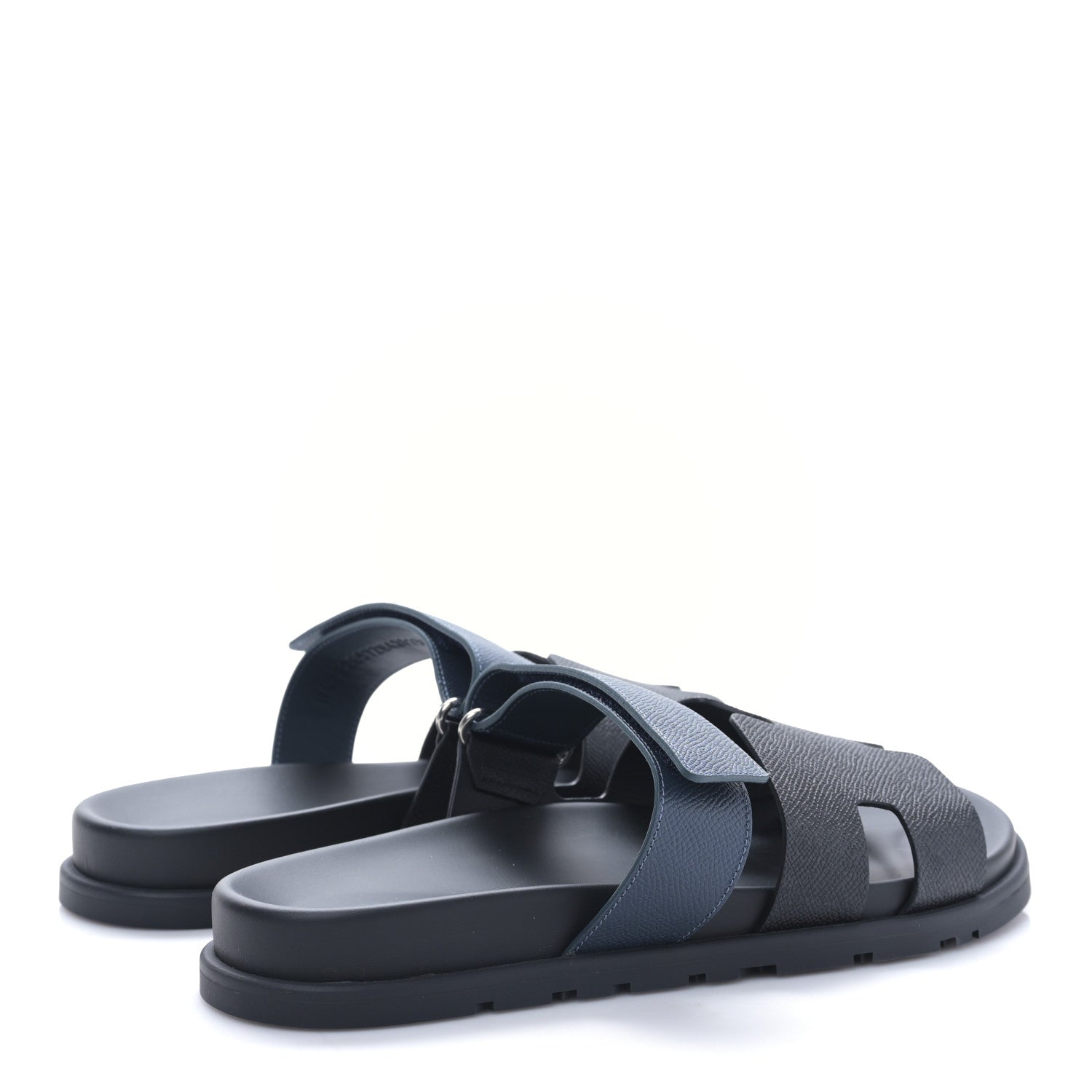 Hermes Epsom Mens Chypre Sandals 42 Black Bleu Céleste 4 of 9