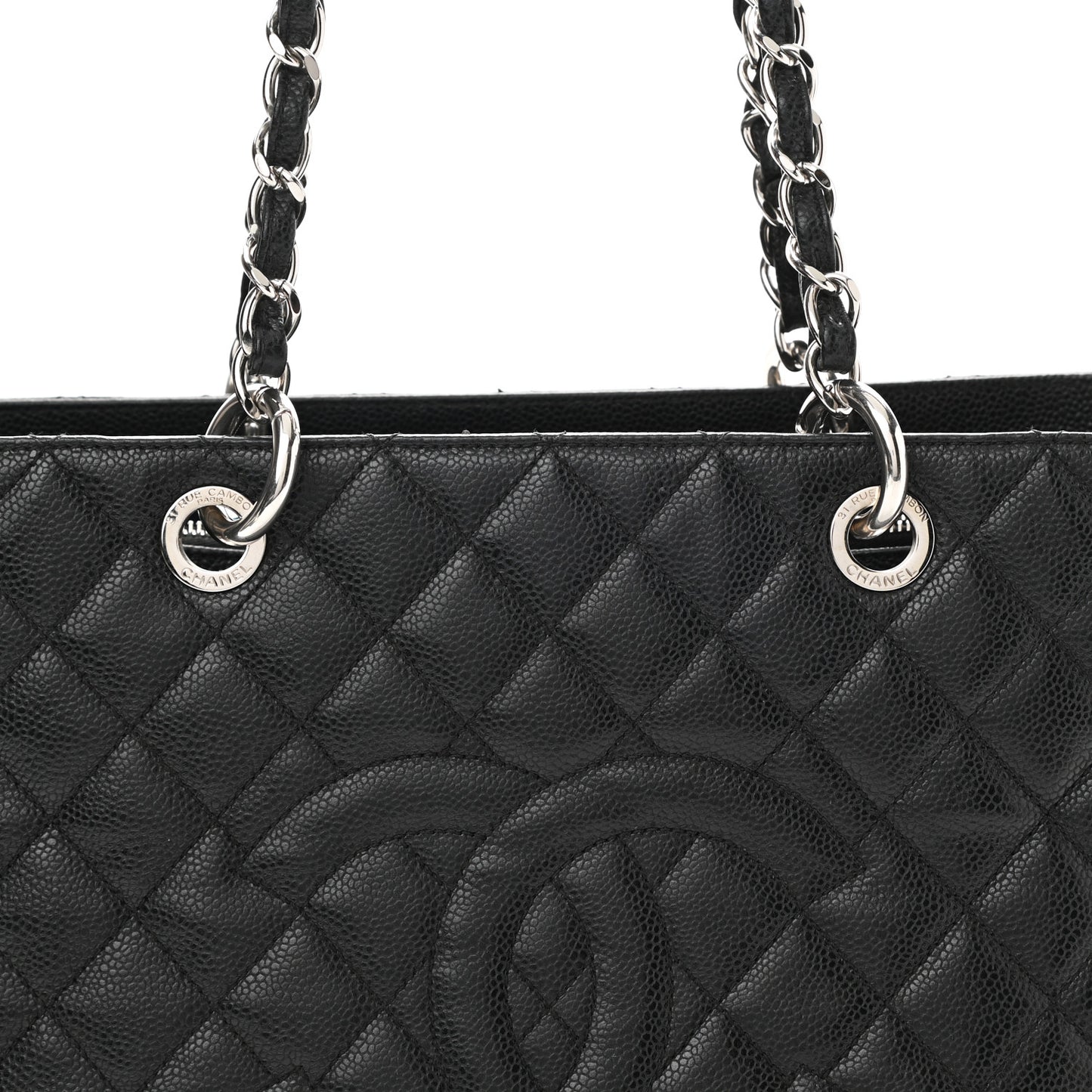 Caviar Quilted Grand Shopping Tote GST Black