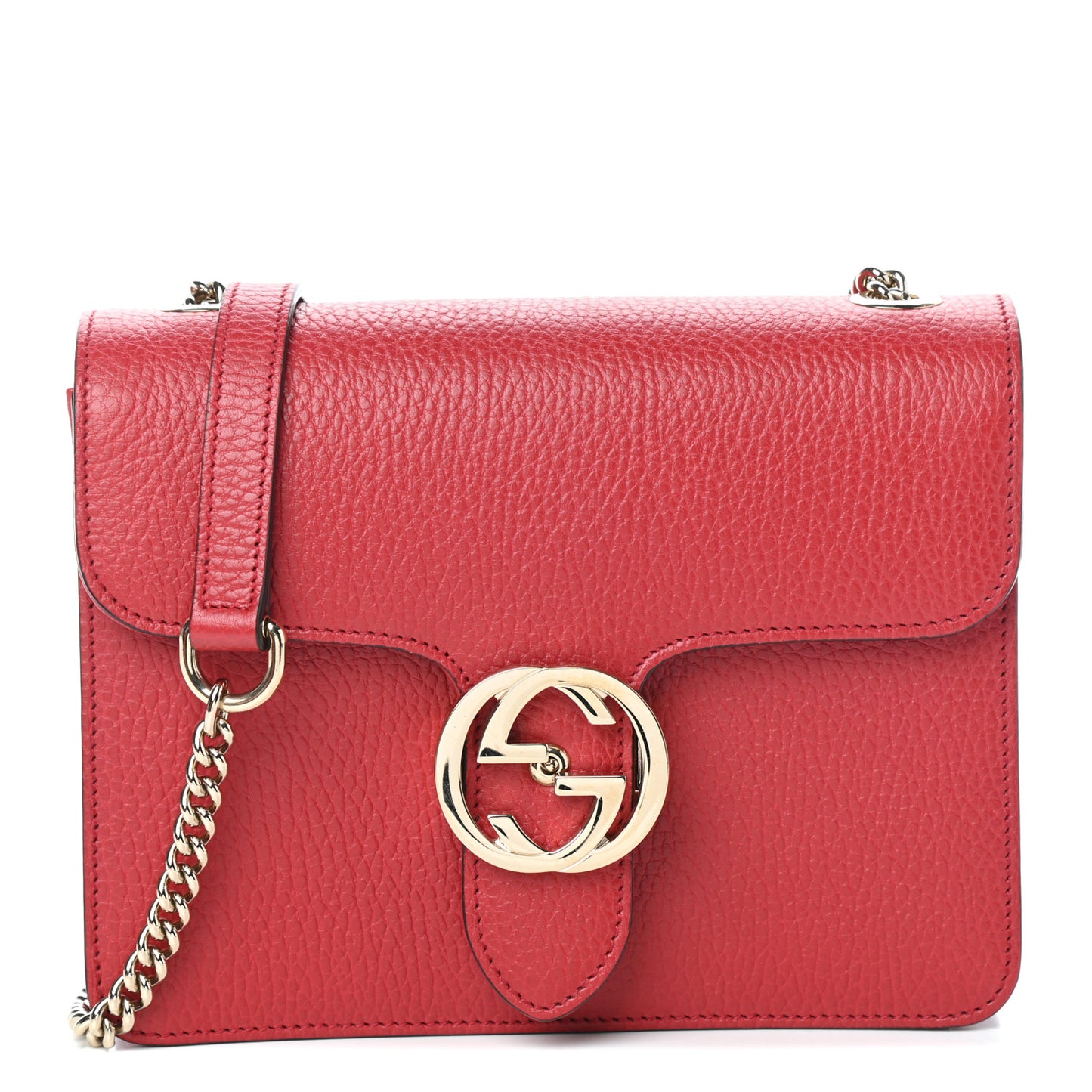 Dollar Calfskin Small Interlocking G Shoulder Bag Red
