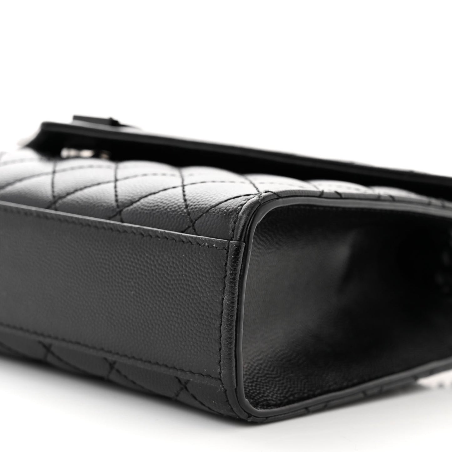 Grain De Poudre Textured Mixed Matelasse Triquilt Medium Monogram Monochrome Satchel Black