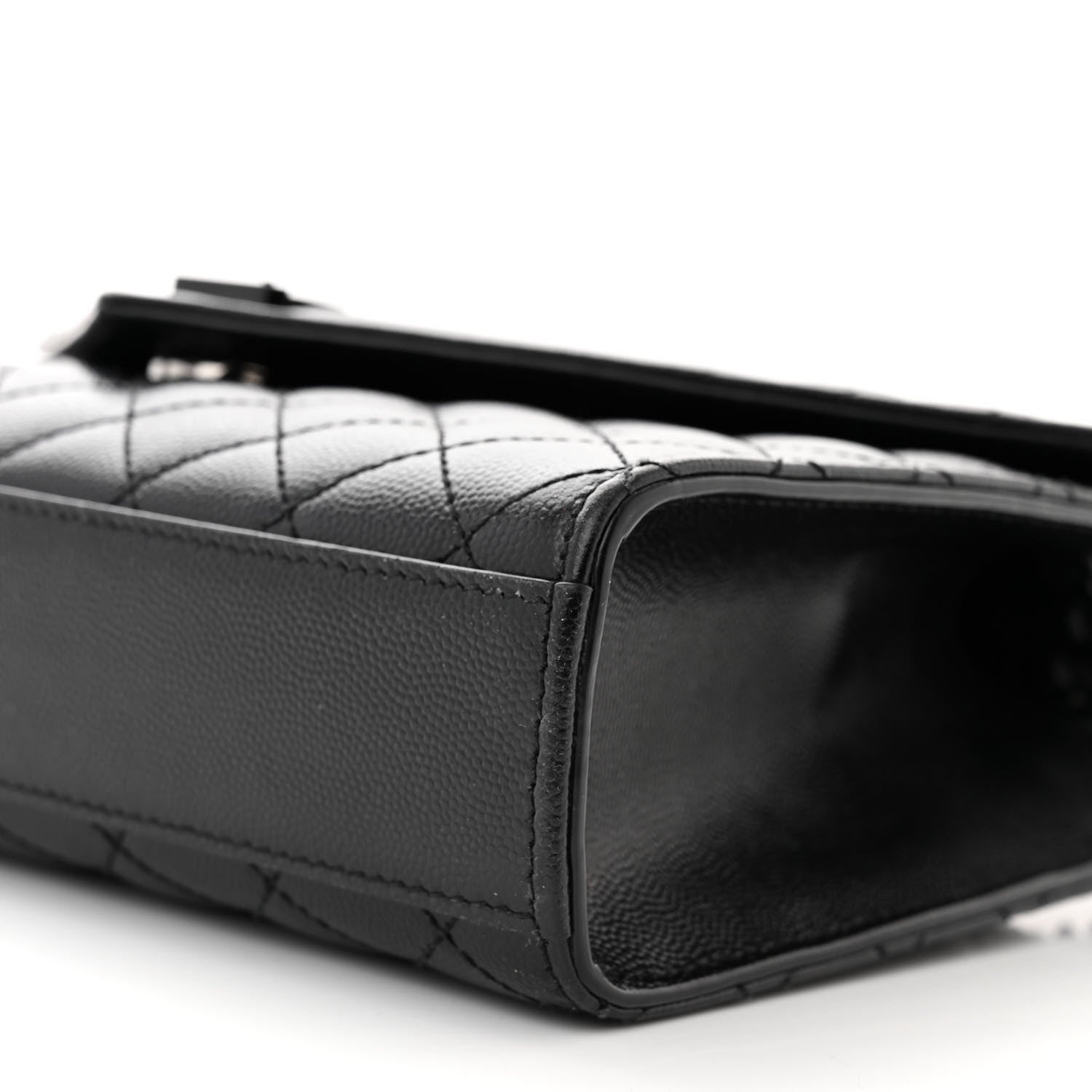 Saint Laurent Grain De Poudre Textured Mixed Matelasse Triquilt Medium Monogram Monochrome Satchel Black 9 of 9