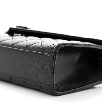 Saint Laurent Grain De Poudre Textured Mixed Matelasse Triquilt Medium Monogram Monochrome Satchel Black 9 of 9