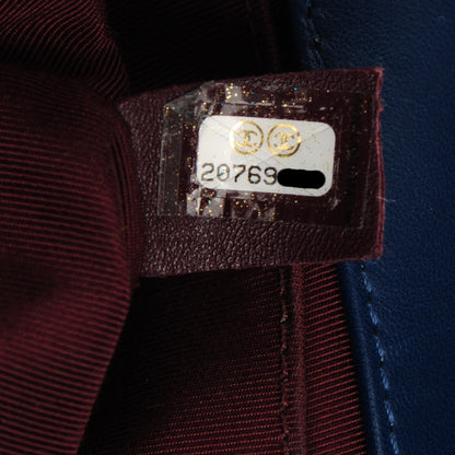 Chanel Wrinkled Lambskin Chevron Quilted Medium Boy Flap Navy 7 of 8