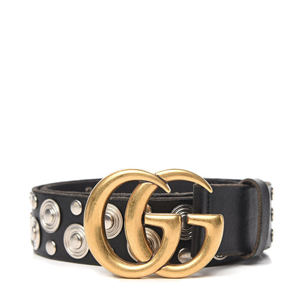 Gucci Calfskin Studded Double G 40mm Belt 90 36 Black 1 of 5