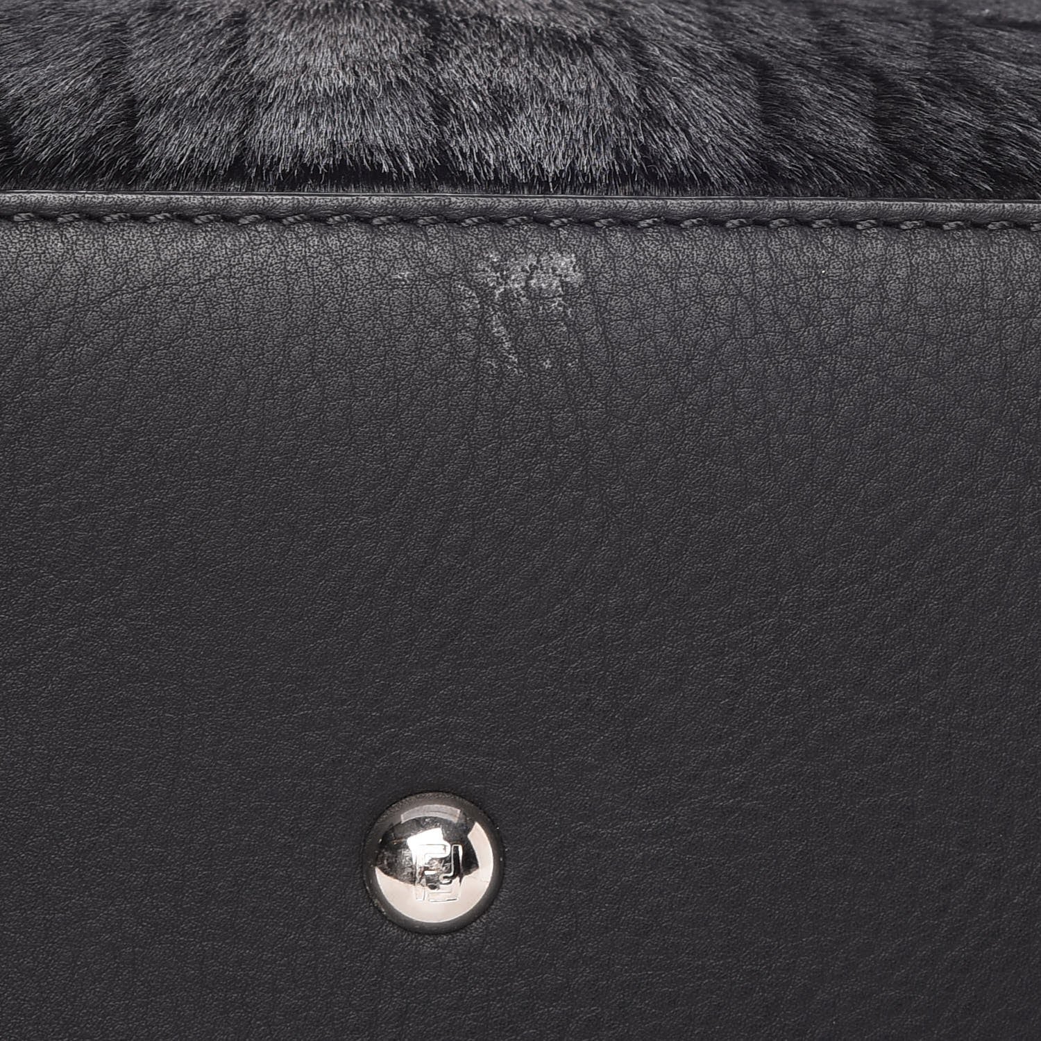 Fendi Vitello Pelo Flamingo Crocodile Embossed Petite 3Jours Tote Black 8 of 8