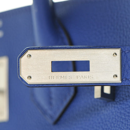 Hermes Togo Horseshoe Birkin 30 Bleu Electrique Rose Lipstick 14 of 29