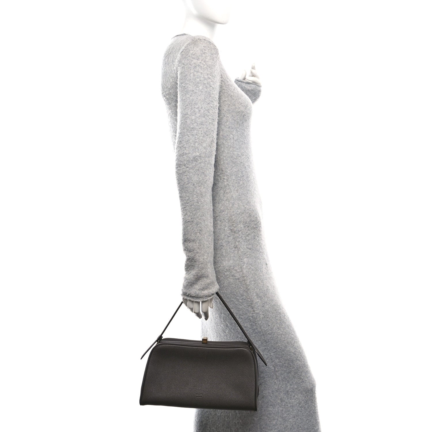 Khaite Pebbled Calfskin Cate Bag Dark Brown 2 of 11