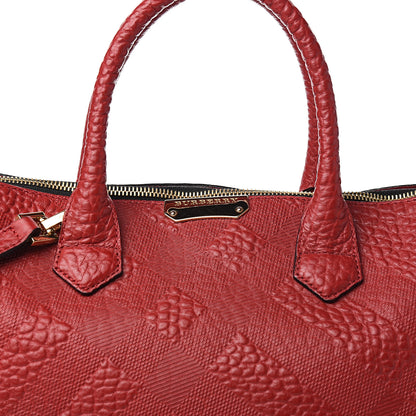 Burberry Heritage Grain Check Embossed Medium Dewsbury Tote Military Red 9 of 9