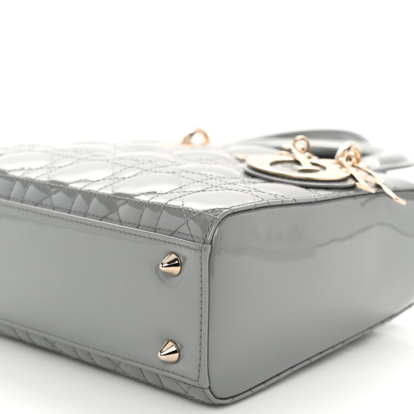 Patent Cannage Small Lady Dior Grey Stone