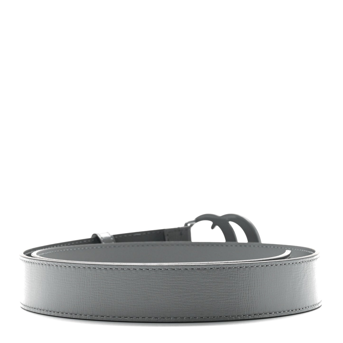 Azalea Calfskin Enamel Monochrome Double G 30mm Belt 80 32 Deep Grey
