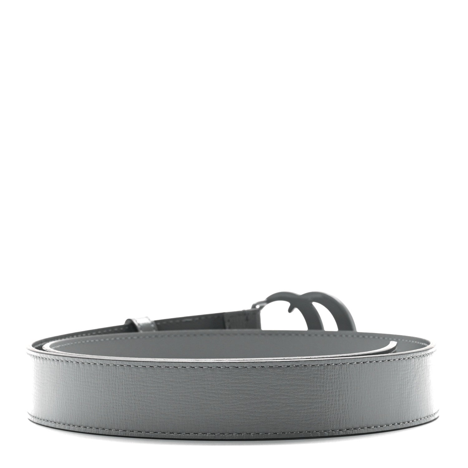 Gucci Azalea Calfskin Enamel Monochrome Double G 30mm Belt 80 32 Deep Grey 2 of 5