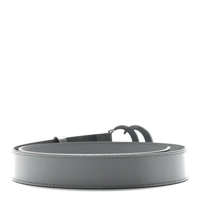 Gucci Azalea Calfskin Enamel Monochrome Double G 30mm Belt 80 32 Deep Grey 2 of 5