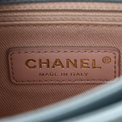 Chanel Grained Calfskin Quilted Small Cuba Top Handle Flap Blue 6 of 13