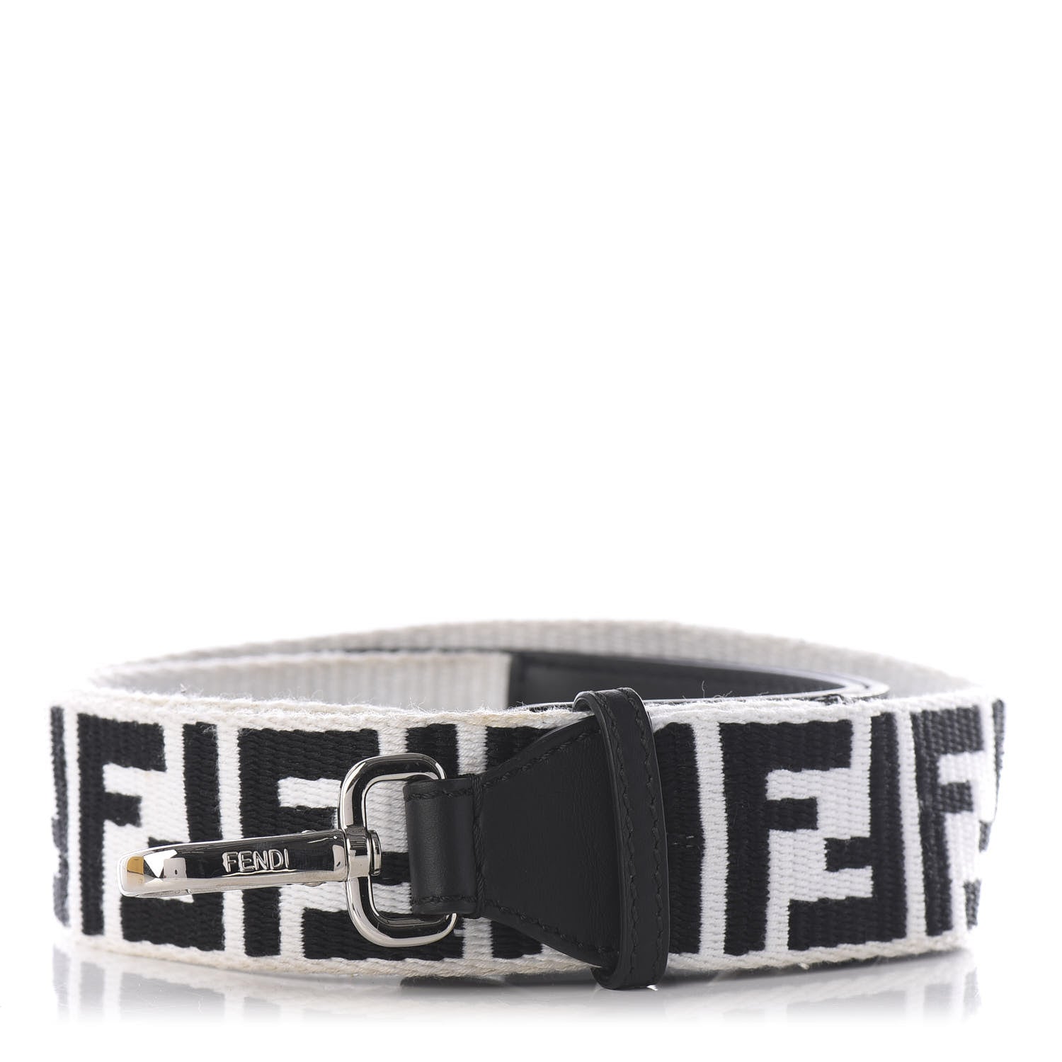 Fendi Fabric Calfskin FF Reloaded Strap You White Black 1 of 7