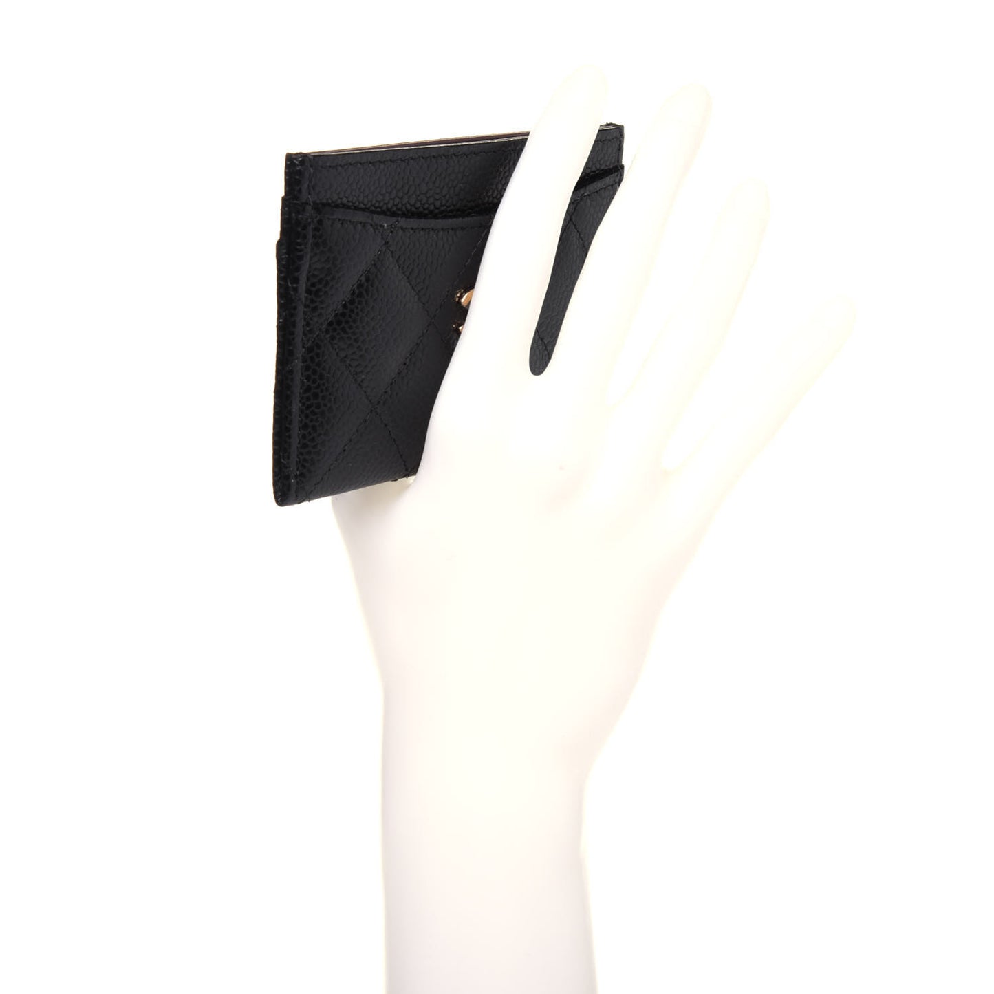 Caviar Quilted Card Holder Black