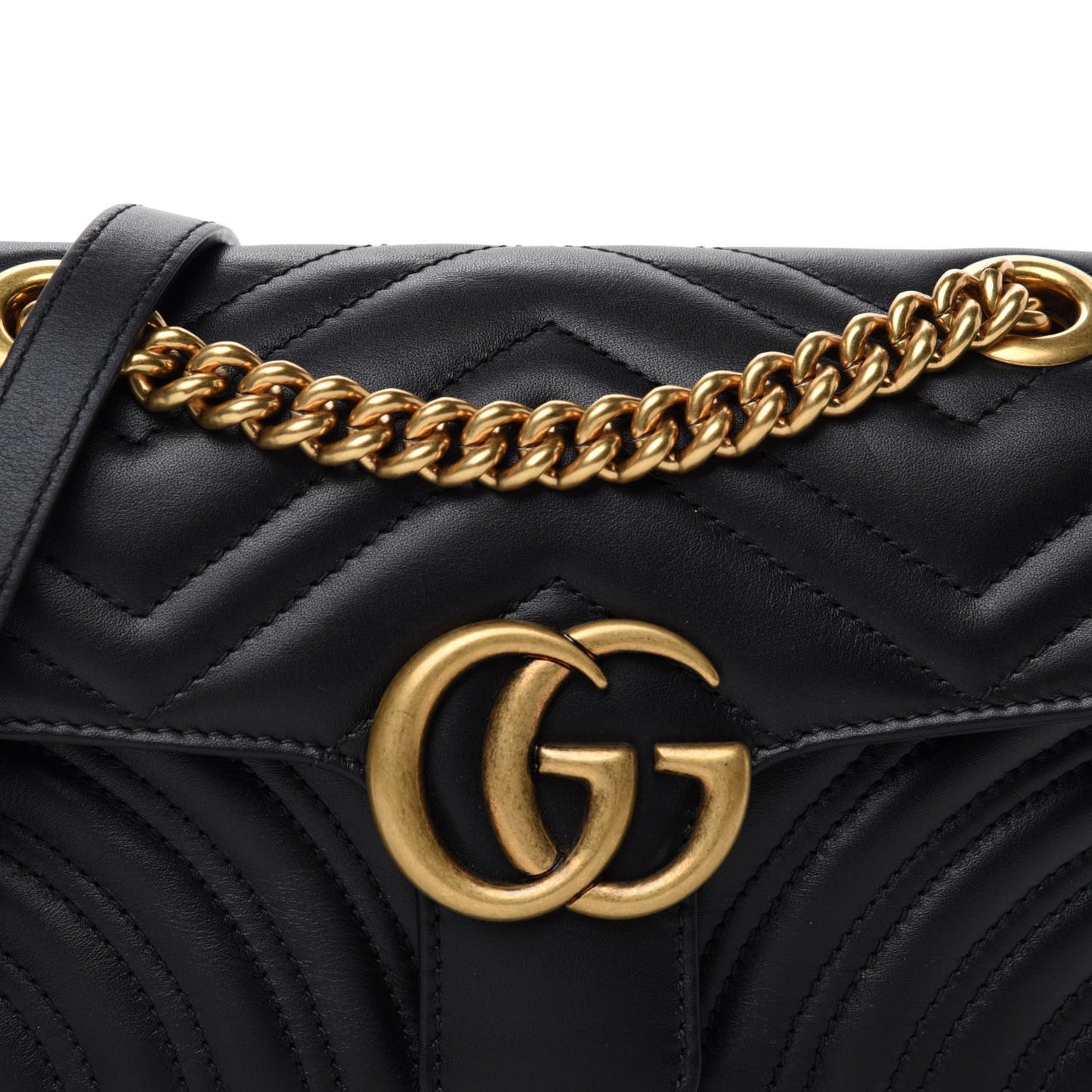 Calfskin Matelasse Mini GG Marmont Shoulder Bag Black