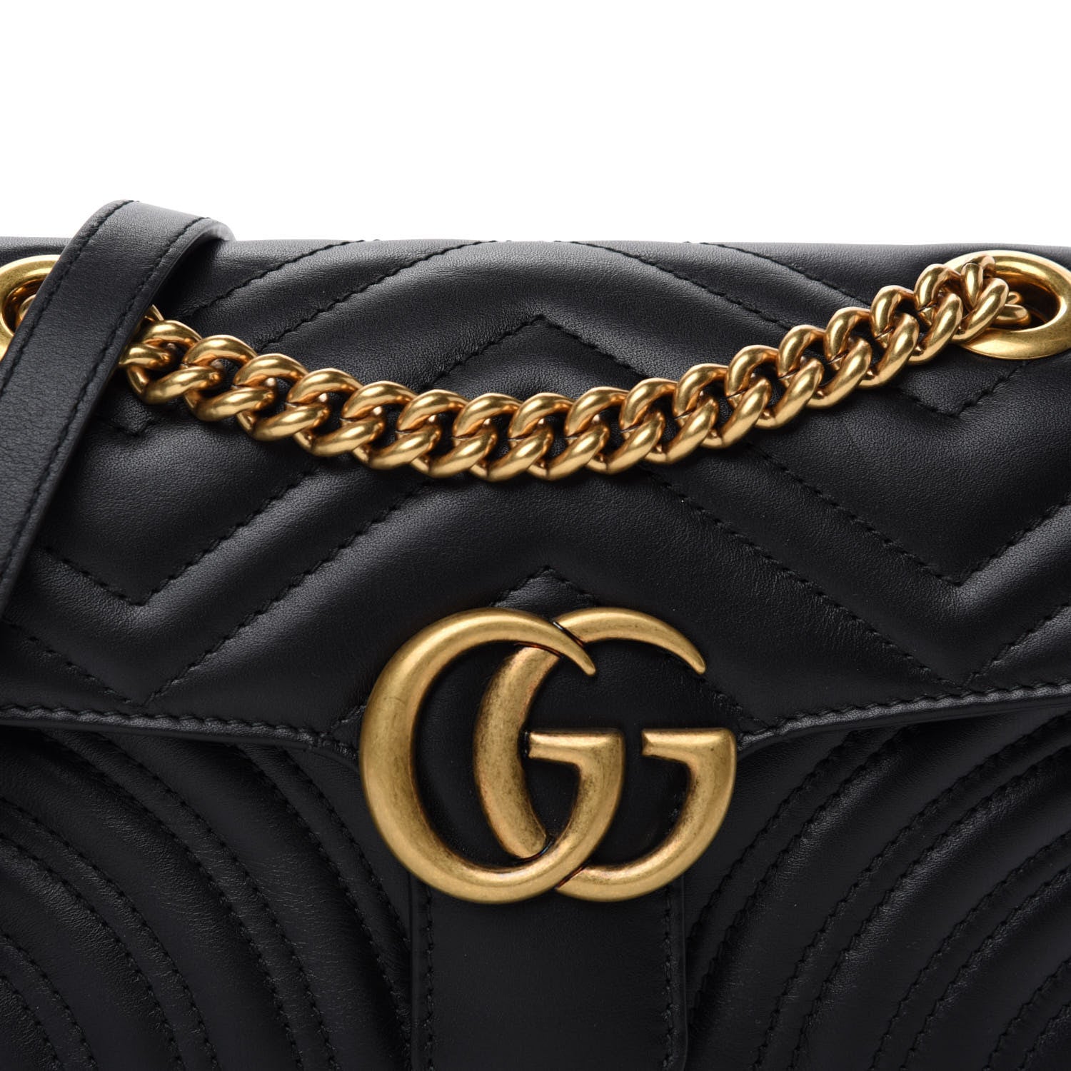 Gucci Calfskin Matelasse Mini GG Marmont Shoulder Bag Black 11 of 11